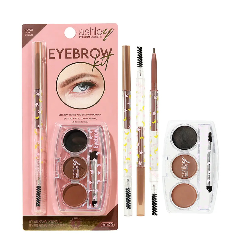 A 420 Ashley Eyebrow Kit 0.1g. + 6g. 02 #Dark Brown , Ashley , shley Eyebrow Kit , shley Eyebrow Kit ราคา , shley Eyebrow Kit รีวิว